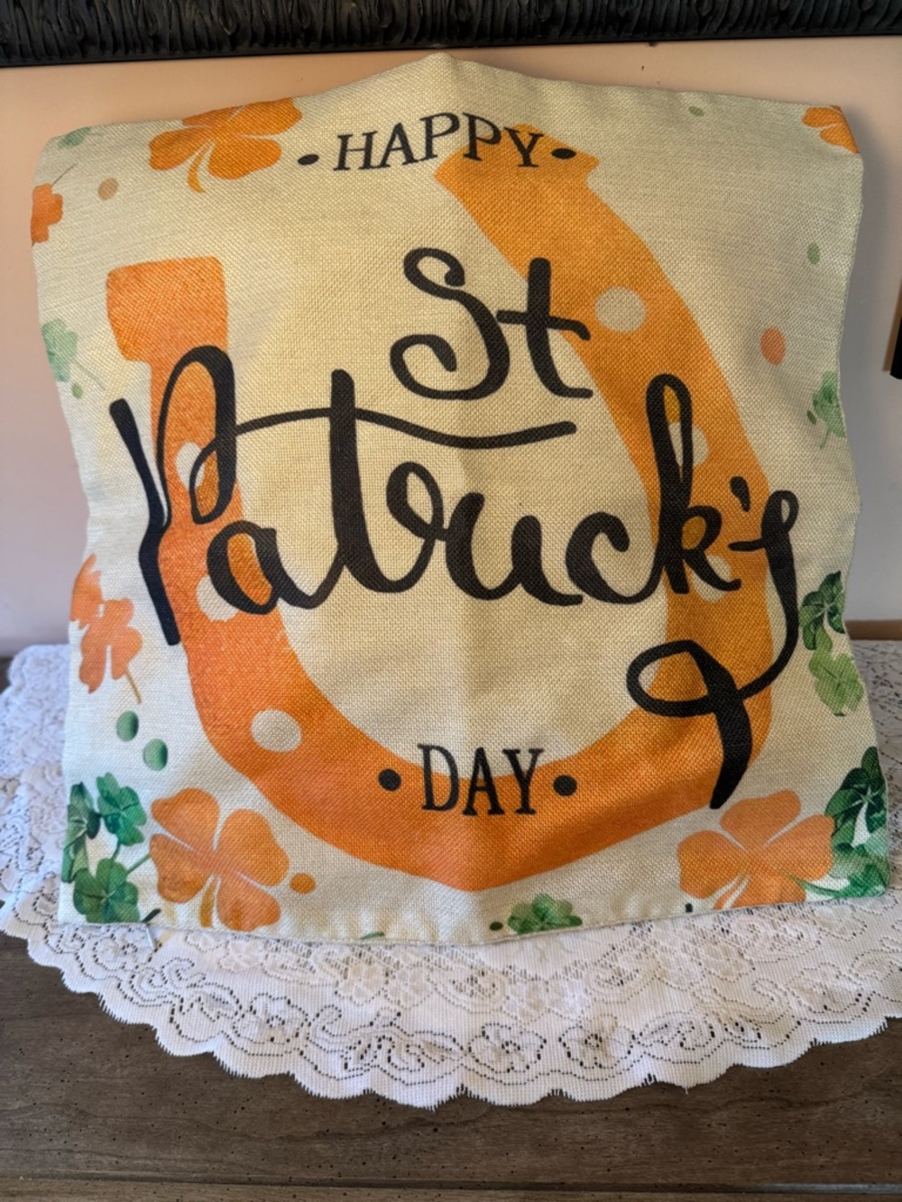 St. Patrick's Day Decorative Pillow Cover - Orange & Green